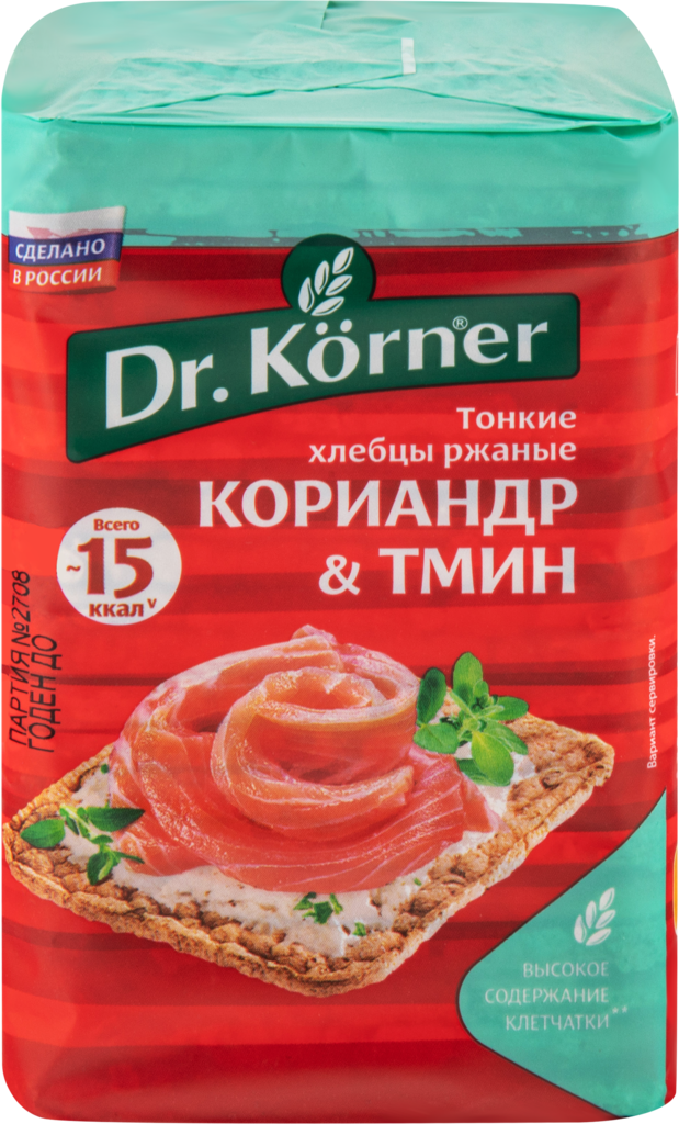 Хлебцы ржаные DR KORNER с кориандром и тмином, 100г (Россия, 100 г)