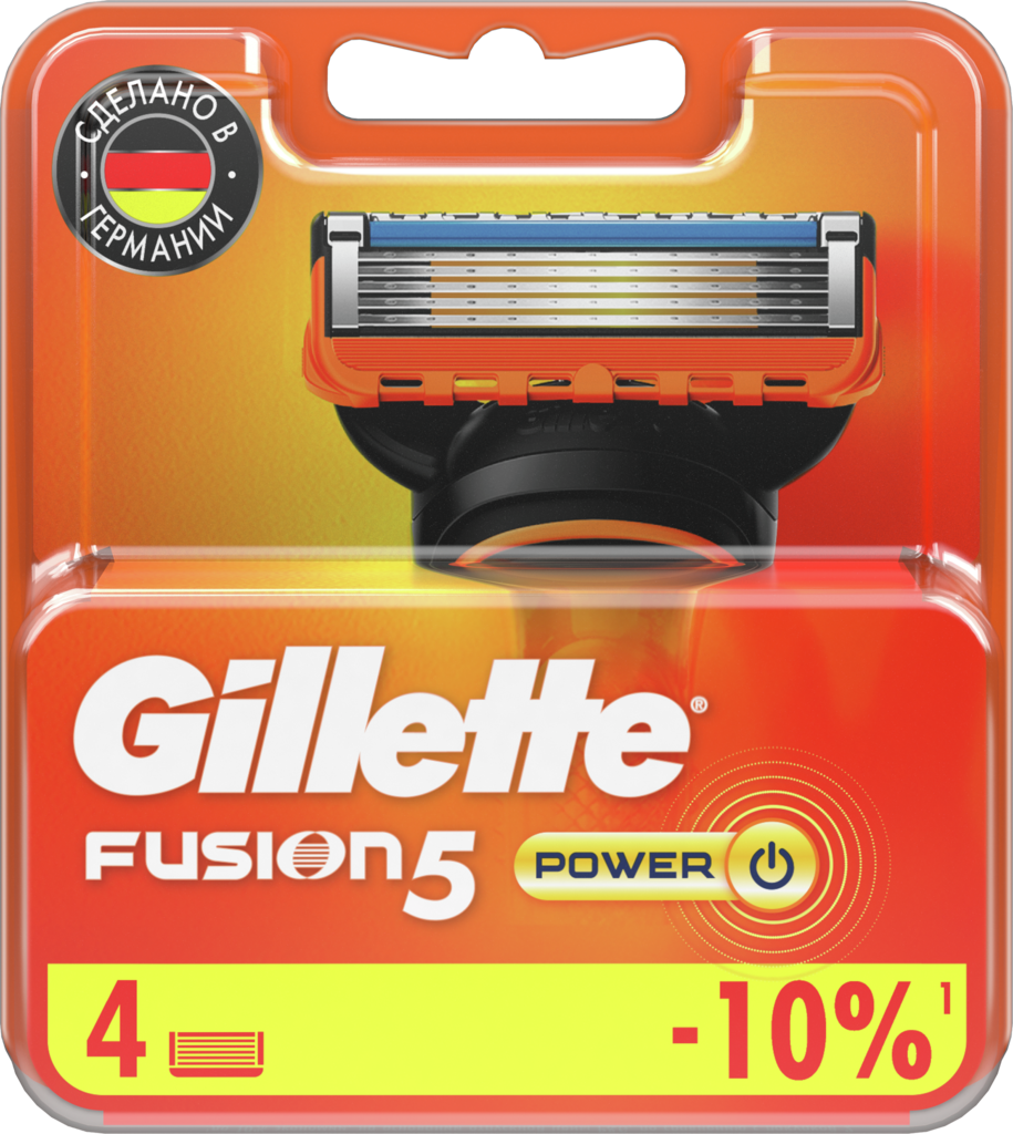 Кассеты сменные для бритья GILLETTE Fusion5 Power, 4шт (Германия, 4 шт)
