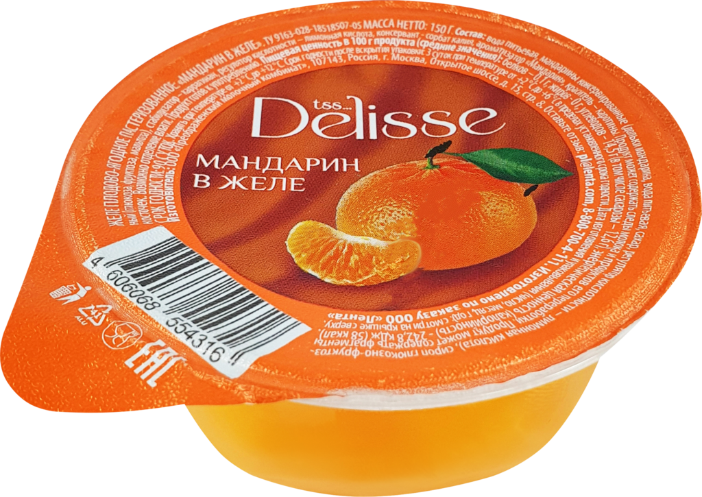 Желе плодово-ягодное DELISSE Мандарин в желе, 150г (Россия, 150 г)
