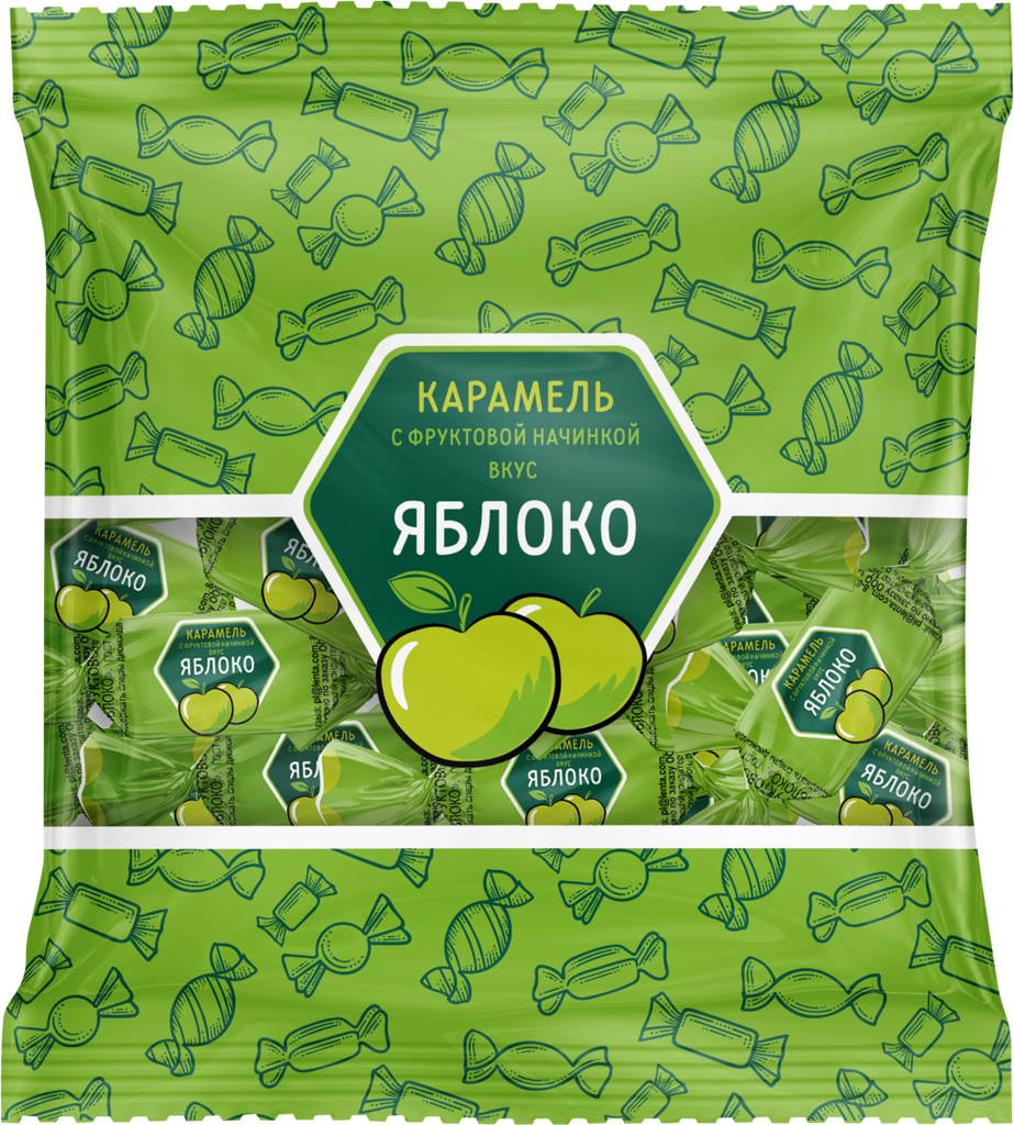 Карамель ЯБЛОКО с фруктовой начинкой, 250г (Россия, 250 г)