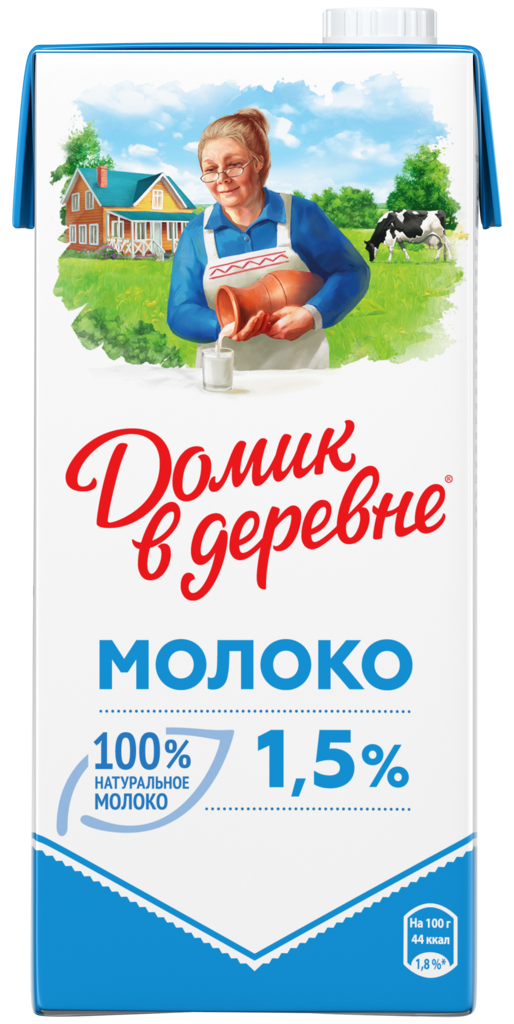 Молоко стерилизованное ДОМИК В ДЕРЕВНЕ 1,5%, без змж, 950г (Россия, 950 г)