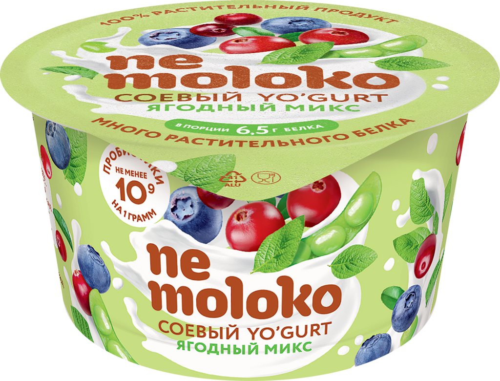Продукт соевый NEMOLOKO Yo'gurt Ягодный микс, 130г (Россия, 130 г)