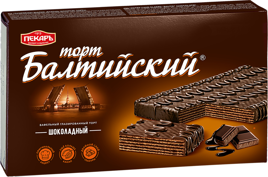 Торт БАЛТИЙСКИЙ Вафельный шоколадный, 320г (Россия, 320 г)