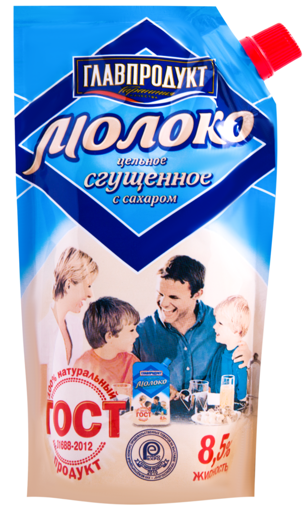 Молоко сгущенное ГЛАВПРОДУКТ цельное с сахаром без змж, 270г (Россия, 270 г)