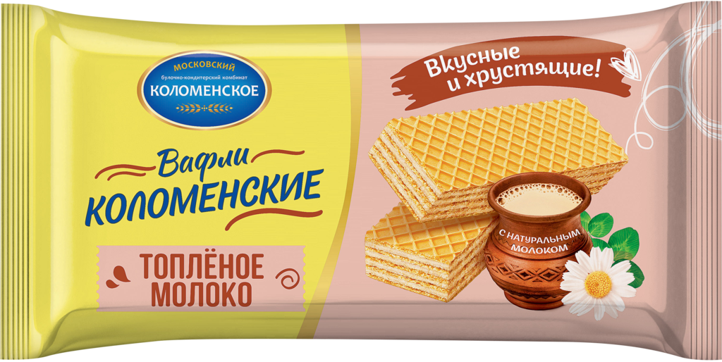 Вафли КОЛОМЕНСКОЕ со вкусом топленое молоко, 200г (Россия, 200 г)