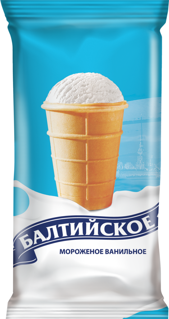 Мороженое БАЛТИЙСКОЕ Сливочное ванильное 8%, без змж, вафельный стаканчик, 70г (Беларусь, 70 г)