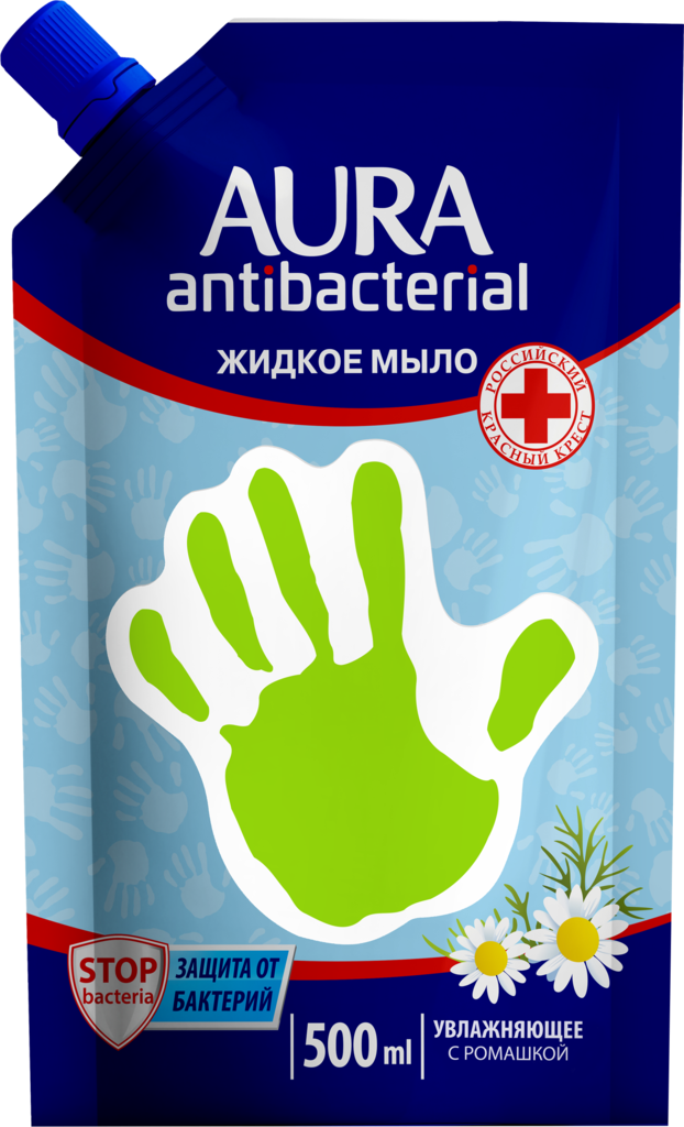 Жидкое мыло AURA с антибактериальным эффектом, c ромашкой, 500мл (Россия, 500 мл)