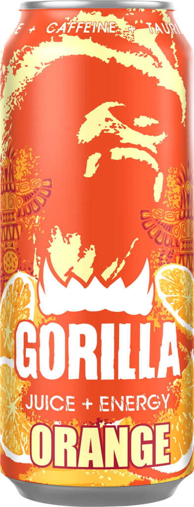 Напиток энергетический GORILLA Orange с соком апельсина тонизирующий без консервантов сильногазированный, 0.45л (Россия, 0.45 L)