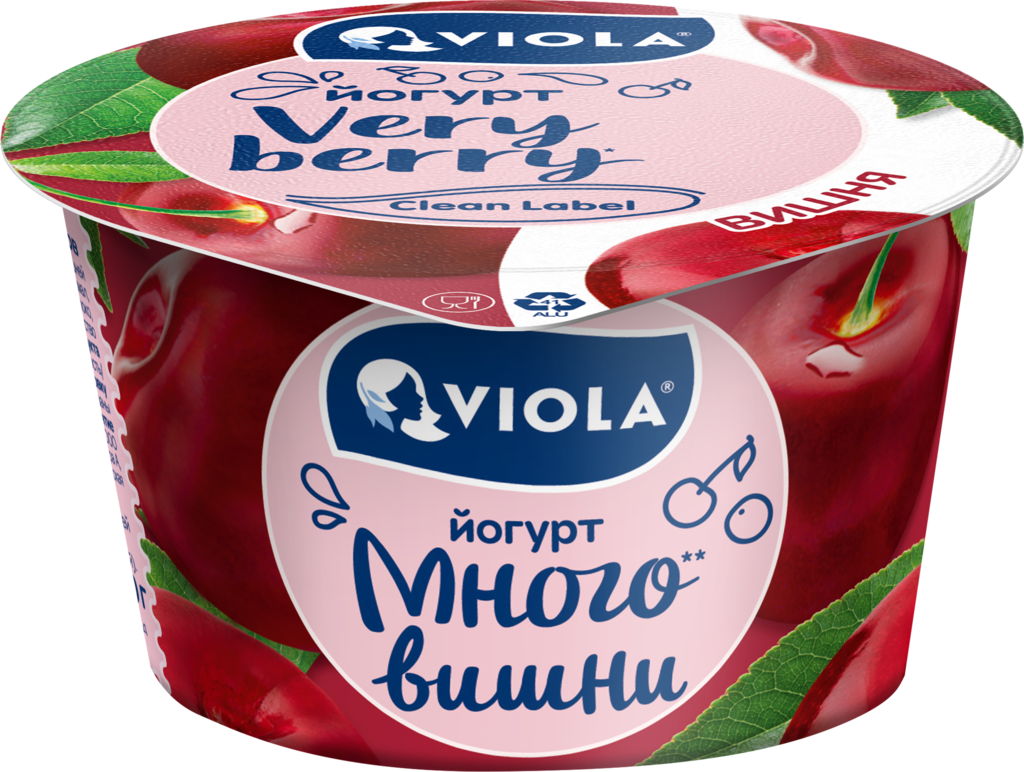 Йогурт VIOLA Very Berry с вишней 2,6%, без змж, 180г (Россия, 180 г)