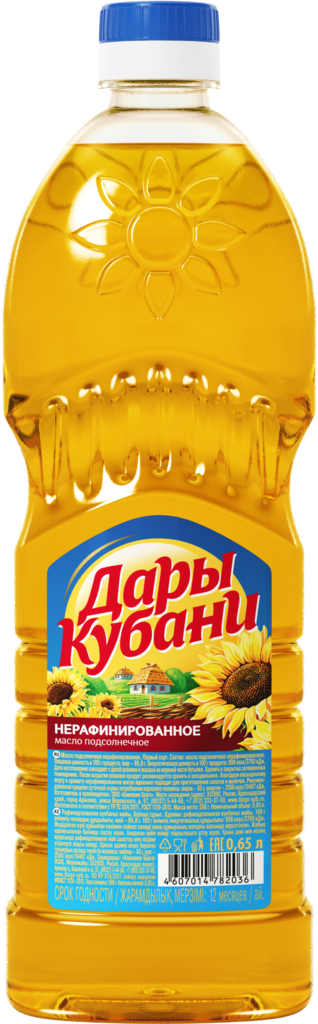 Масло подсолнечное ДАРЫ КУБАНИ нерафинированное, 650мл (Россия, 650 мл)