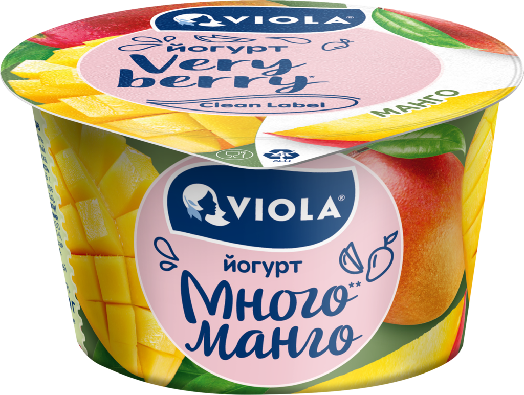 Йогурт VIOLA Very Berry с манго 2,6%, без змж, 180г (Россия, 180 г)