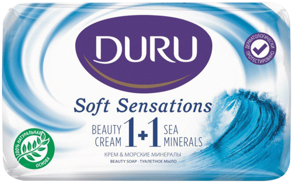 Туалетное мыло DURU 1+1 Морские минералы, 80г (Турция, 80 г)