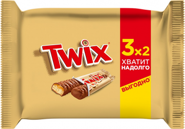 Батончик шоколадный TWIX с карамелью, 3х55г (Россия, 165 г)