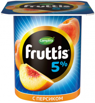 Продукт йогуртный FRUTTIS Клубника/Персик 5%, без змж, 115г (Россия, 115 г)