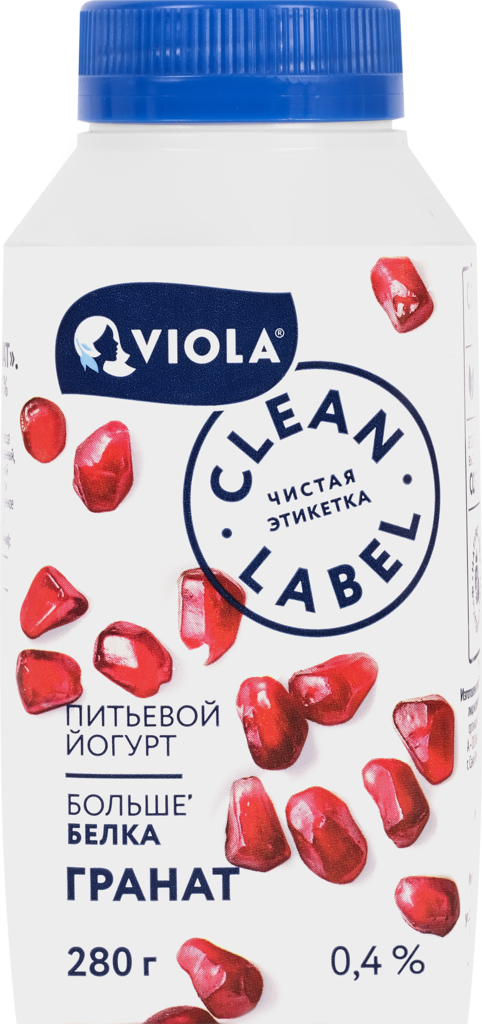 Йогурт питьевой VIOLA Clean Label с наполнителем гранат 0,4%, без змж, 280г (Россия, 280 г)