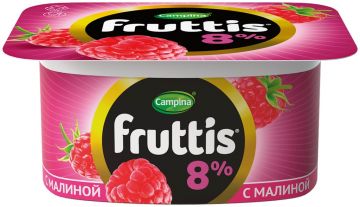 Продукт йогуртный FRUTTIS Суперэкстра Малина/Ананас, дыня 8%, без змж, 115г (Россия, 115 г)