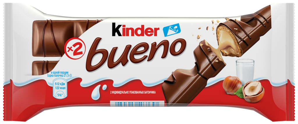 Вафли KINDER Bueno в молочном шоколаде, 43г (Польша, 43 г)