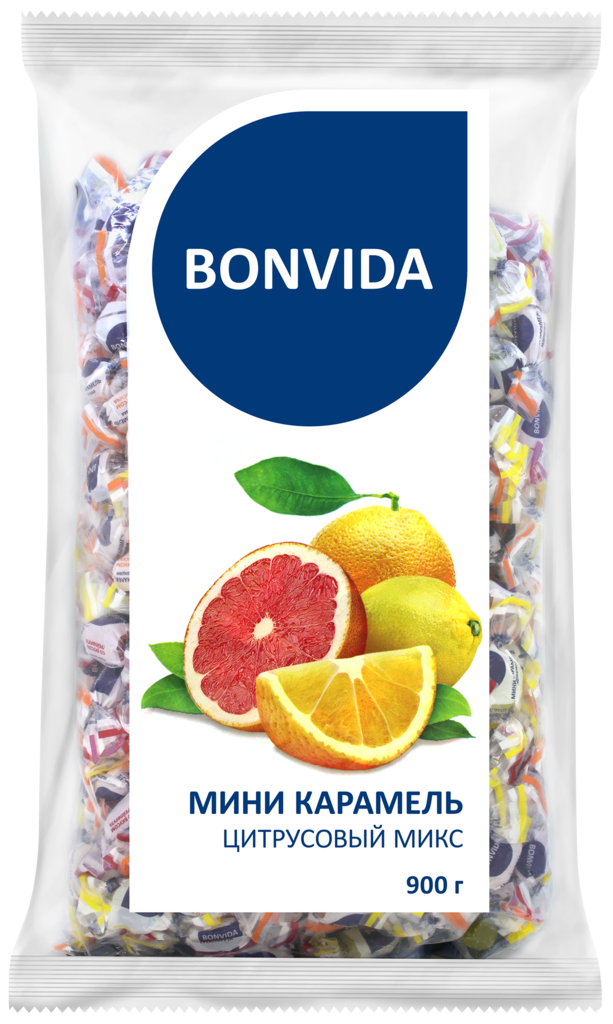 Мини-карамель BONVIDA Цитрусовый микс, 900г (Россия, 900 г)