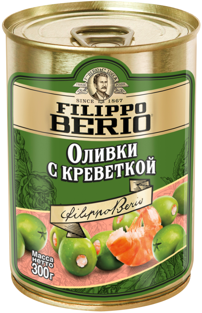 Оливки без косточки FILIPPO BERIO с креветкой, 300г (Испания, 300 г)