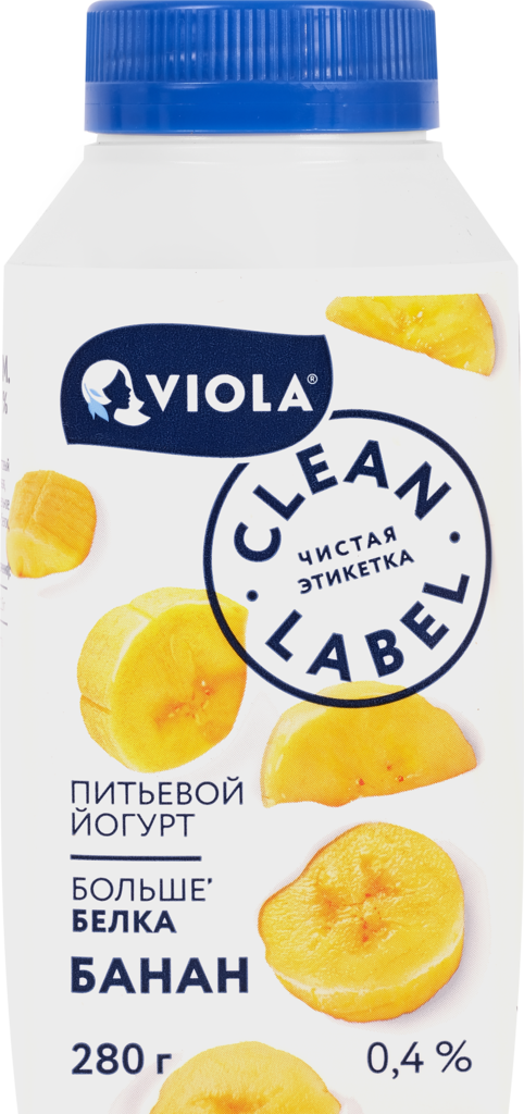 Йогурт питьевой VIOLA Clean Label с бананом 0,4%, без змж, 280г (Россия, 280 г)