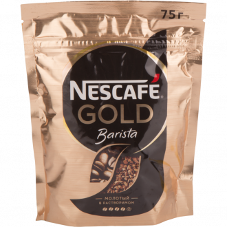Кофе растворимый с добавлением молотого NESCAFE Gold Barista натуральный 
сублимированный, м/у, 75г (Россия, 75 г)