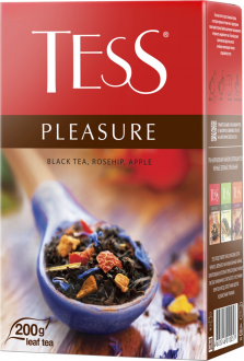 Чай черный TESS Pleasure с ароматом тропических фруктов и растительными компонентами байховый, листовой, 200г (Россия, 200 г)