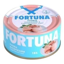 Тунец Fortuna кусочки в собственном соку 185 г