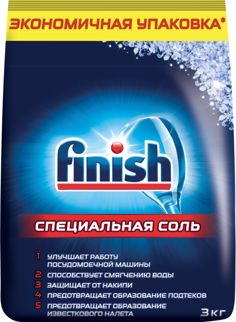 Соль для посудомоечной машины FINISH, 3кг (Россия, 3000 г)