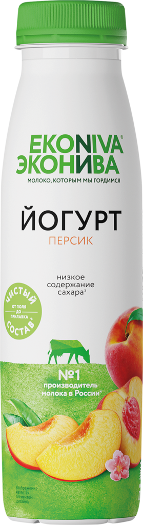 Йогурт питьевой ЭКОНИВА Персик 2,5%, без змж, 300г (Россия, 300 г)