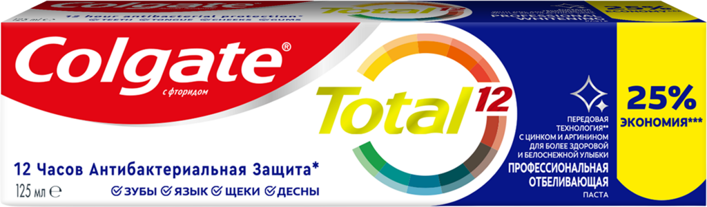 Зубная паста COLGATE Total Профессиональная отбеливающая, 125мл (Китай, 125 мл)