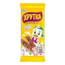 Шоколад Хрутка молочный со вкусом фруктовый микс и банан, с хрустящими шариками 87 г