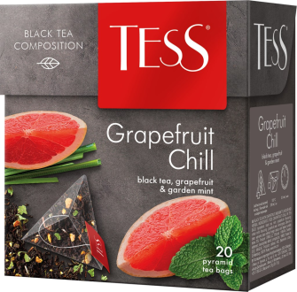 Чай черный TESS Grapefruit Chill с ароматом грейпфрута и мяты, 20пир (Россия, 20 пир)