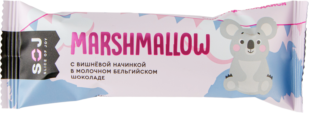 Батончик SOJ Marshmallow с вишневой начинкой в молочном шоколаде, 30г (Россия, 30 г)