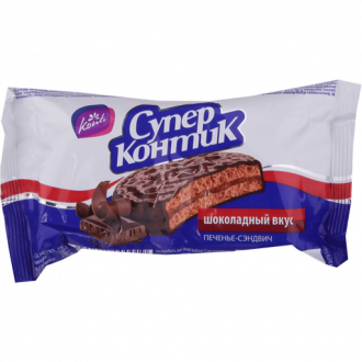 Печенье-сэндвич KONTI Супер Контик шоколад, 100г (Россия, 100 г)
