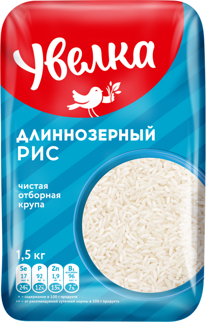 Рис длиннозерный УВЕЛКА классический, 800г (Россия, 800 г)