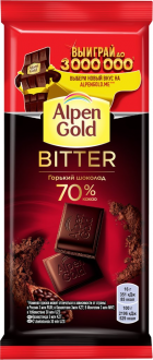 Шоколад горький ALPEN GOLD Bitter 70% какао, 80г (Россия, 80 г)