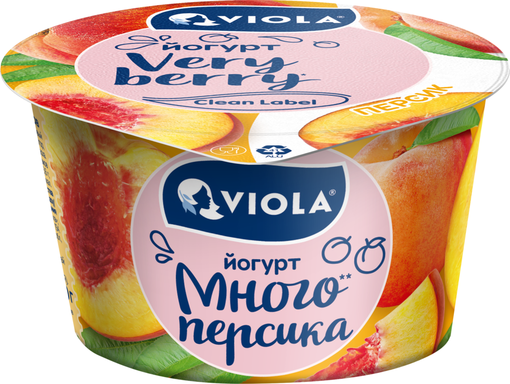 Йогурт VIOLA Very Berry с персиком 2,6%, без змж, 180г (Россия, 180 г)