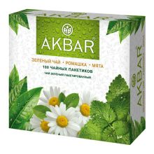 Чай зеленый Akbar ромашка-мята в пакетиках 1,5 г х 100 шт