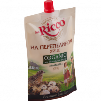 Майонез MR.RICCO Organic на перепелином яйце 67%, 220мл (Россия, 220 мл)