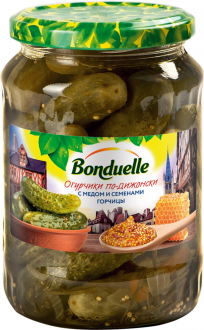 Огурчики BONDUELLE По-дижонски, с медом и семенами горчицы, 720мл (Индия, 720 мл)