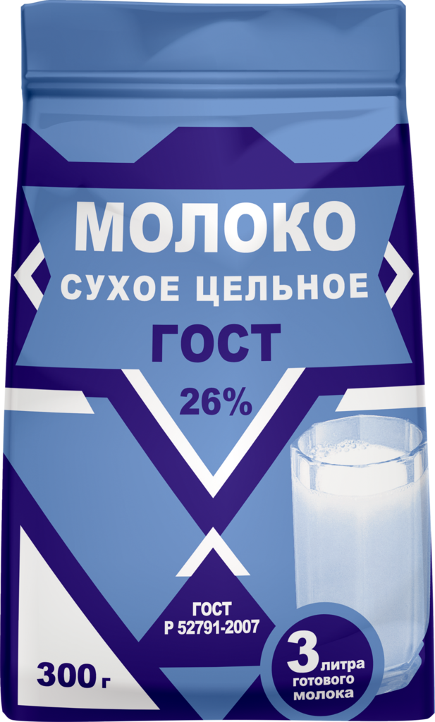 Молоко сухое цельное 26% без змж, ГОСТ, 300г (Россия, 300 г)