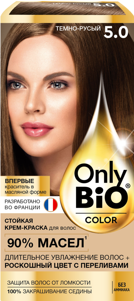 Краска для волос ONLY BIO COLOR 5.0 Темно-русый, 115мл (Россия, 115 мл)