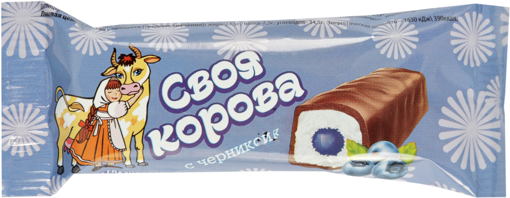 Десерт глазированный СВОЯ КОРОВА с черникой 23%, с змж, 40г (Россия, 40 г)