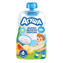 Творог питьевой детский Агуша яблоко-персик-банан с 6 месяцев 4% 80 г
