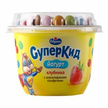 Йогурт СуперКид клубника с шоколадными конфетами с 3 лет 2% БЗМЖ 103 г