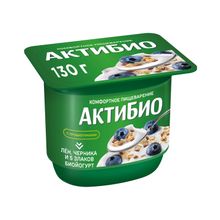 Биойогурт Актибио черника-злаки-лен 3% 130 г