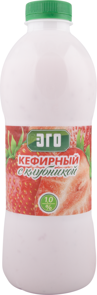 Продукт кефирный ЭГО с клубникой 1%, без змж, 950г (Россия, 950 г)