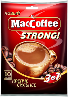Напиток кофейный растворимый MACCOFFEE Strong 3в1, 10пак (Россия, 10 пак)