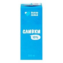 Сливки Выбор Семьи питьевые ультрапастеризованные 10% БЗМЖ 200 мл