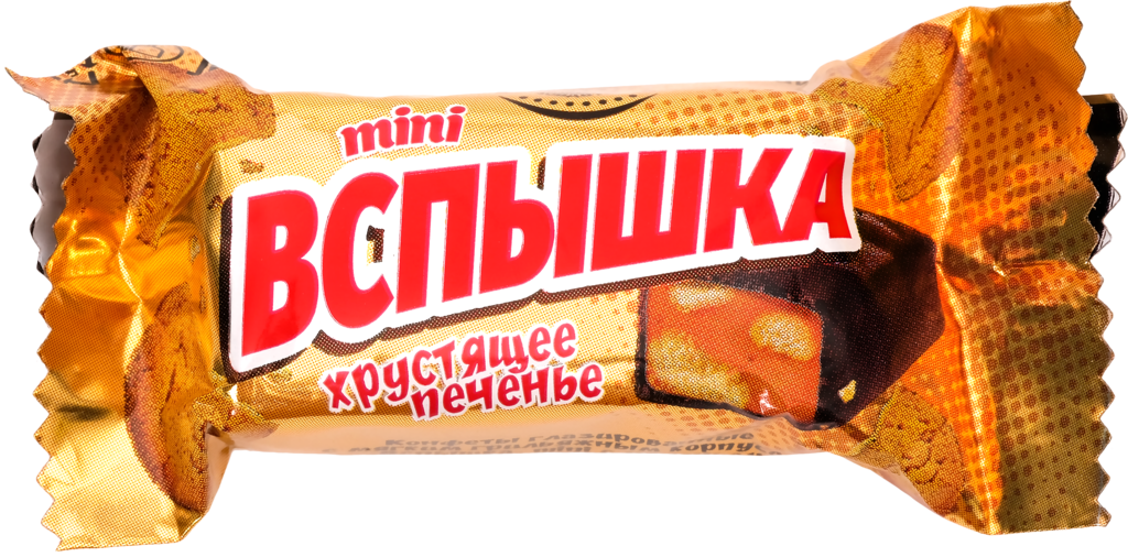 Конфеты ВСПЫШКА Mini, карамель с печеньем, с мягким грильяжным корпусом, глазированные, весовые (Россия)